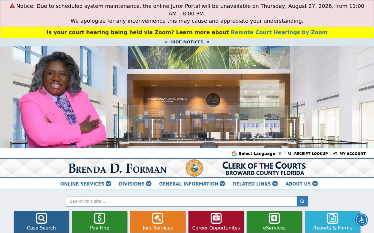 Broward Clerk of Courts homepage