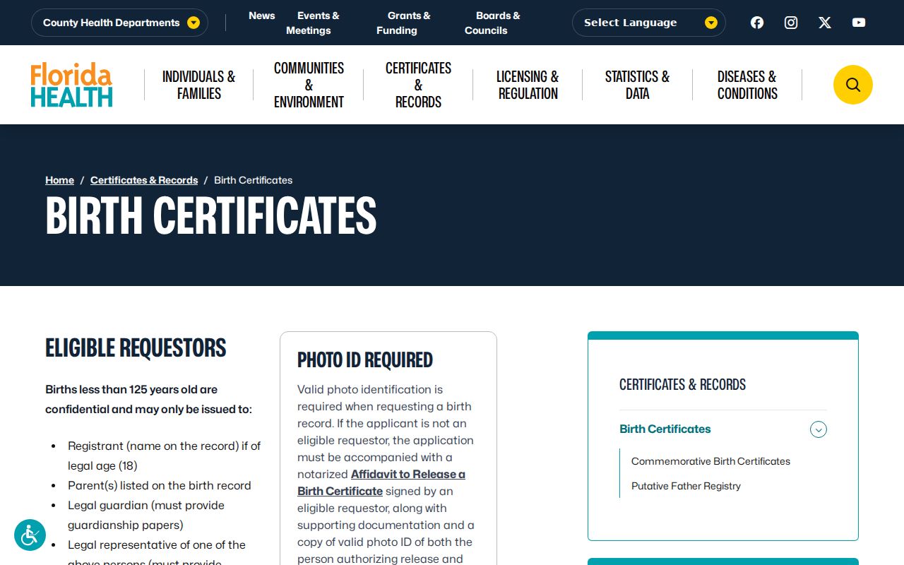 Florida birth certificate access rules protecting Fort Lauderdale neighbors