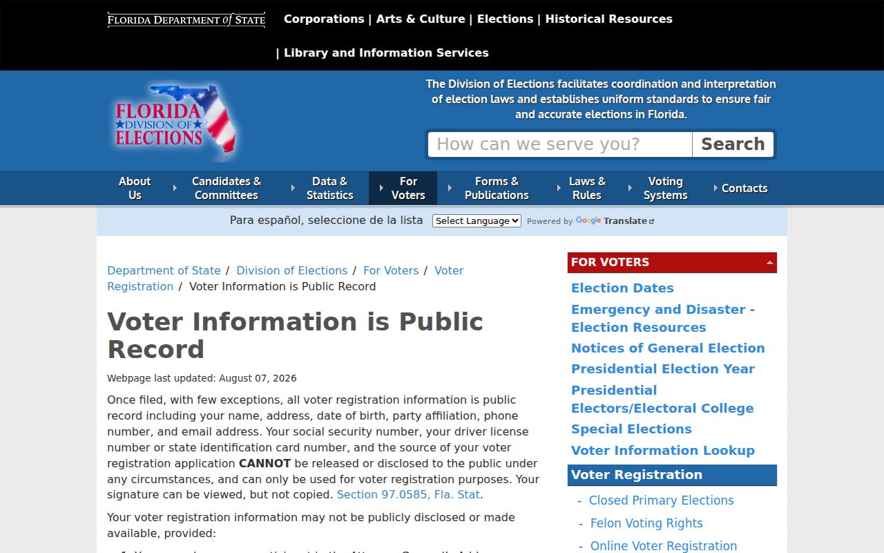 Florida public voter information rules for the Fort Lauderdale ZIP code directory