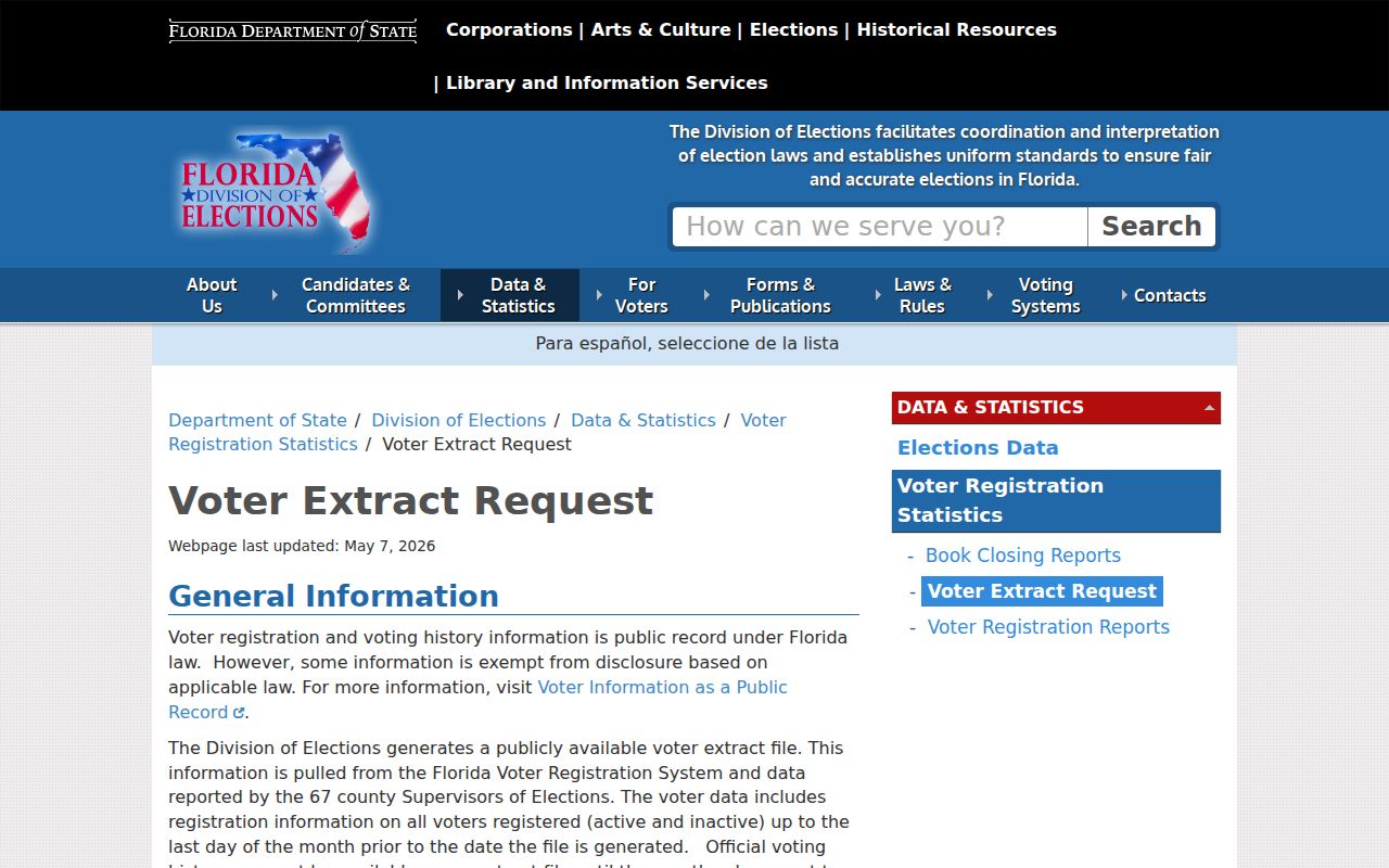 Florida voter extract request for ZIP-based Fort Lauderdale research