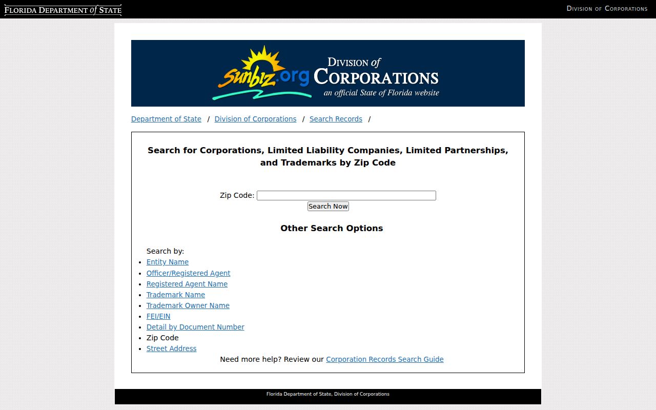 Sunbiz business search by Fort Lauderdale ZIP code